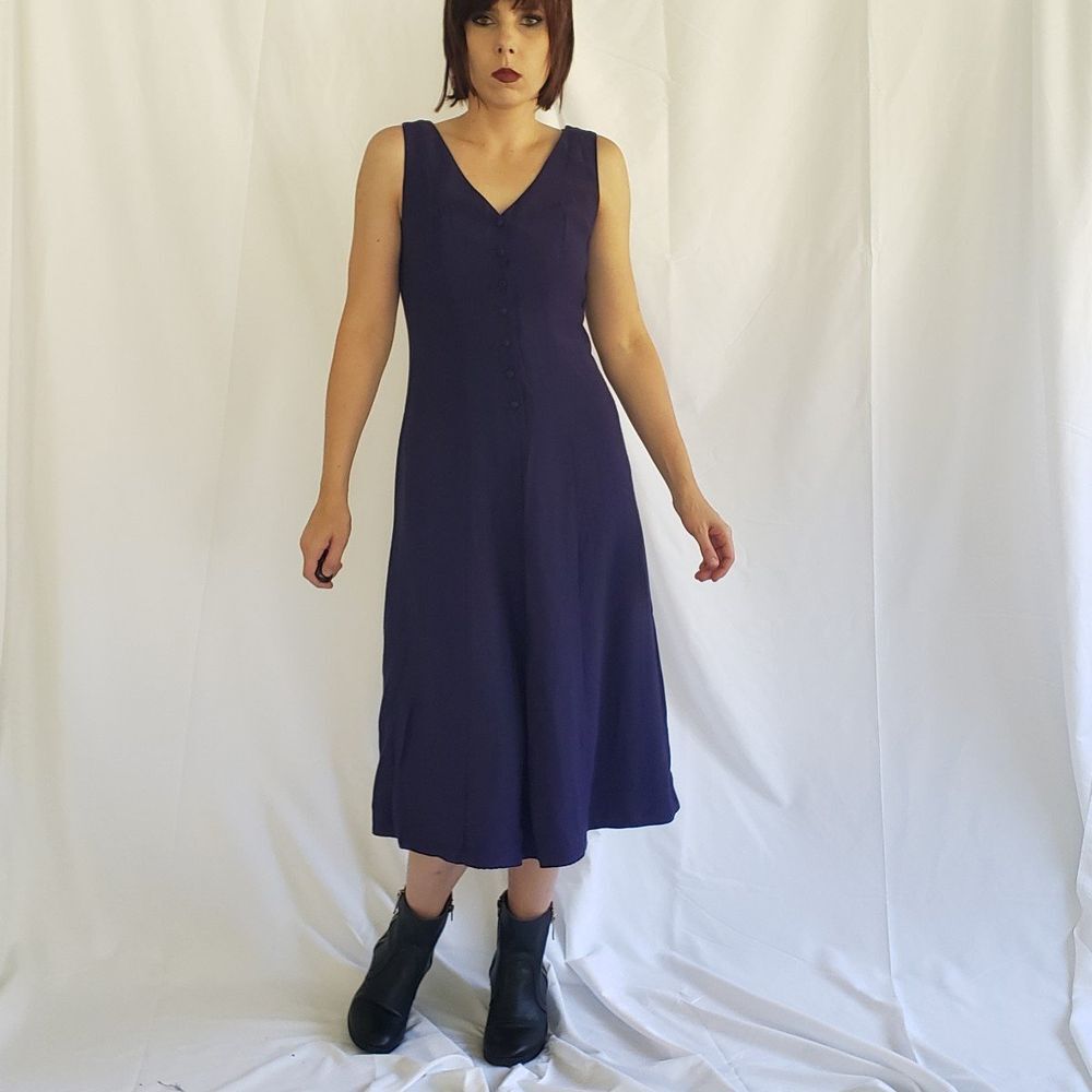 90s Purple Whimsigoth Midi Dress‎